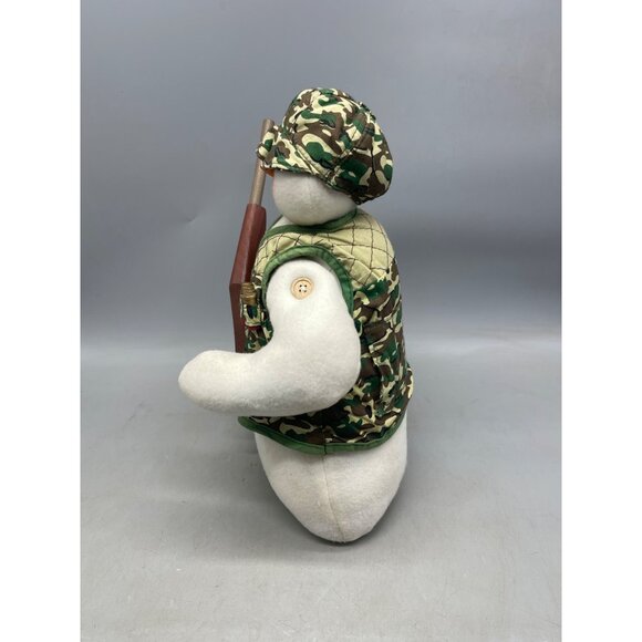 Christmas hunter plush standing snowman figurine decor white green camo READ - Picture 5 of 11